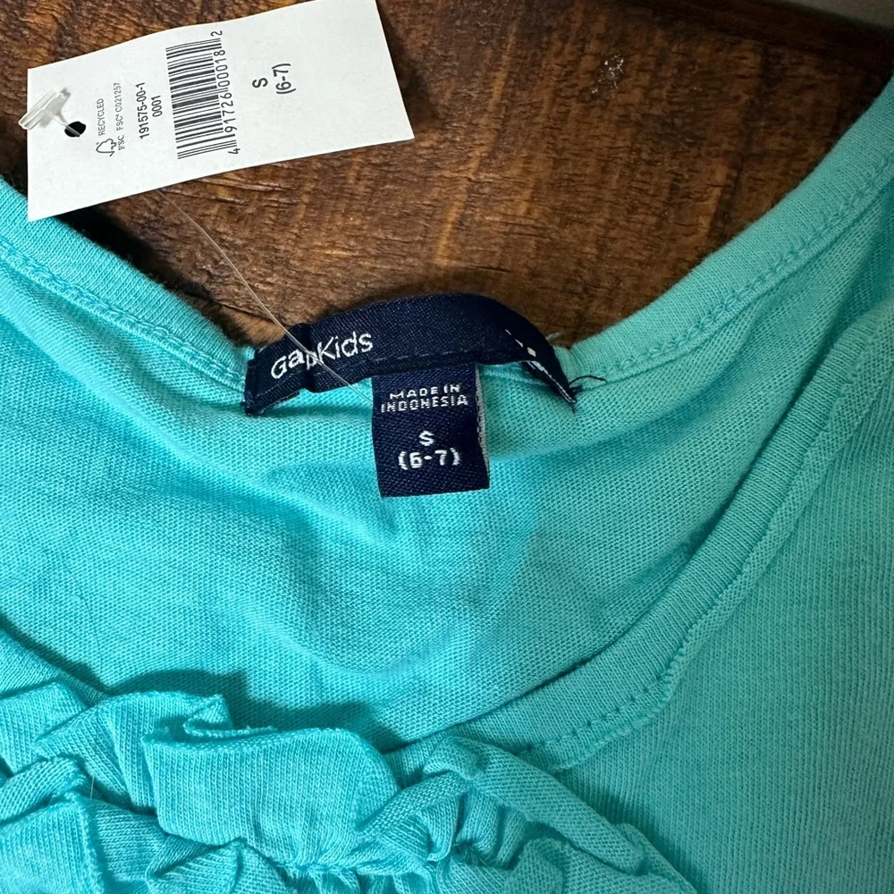 NWT Gap Kids S 6/7 Teal‎ Ruffle Tank Top